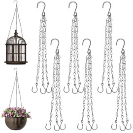 PUERHUACI Hanging Light Chains, 6 Pieces Metal Flower Pot Chain, Hanging Chain with S Hooks, Chains 40 cm for Bird Cage, Flower Pots, Lanterns, Billboard, Garden, Silver