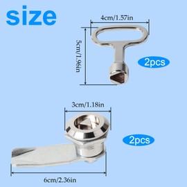 Ksvaye 2 Sets of 20mm Letter Box Lock Furniture Lock Socket Lock with Key Triangle Lock Locker Security Letter Box Key Zinc Alloy for Cabinets