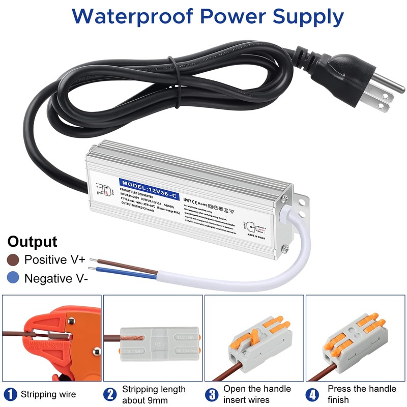 Karyoosi LED Driver 36 Watts Waterproof IP67, 12V DC Power