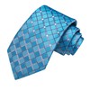 Hi-Tie Mens Plaid Light Blue Gray Necktie Woven Tie and