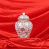 Enamel Ginger Jar with Lid 7.72"H,Handmade Chinoiserie Ginger Jar, Ceramic