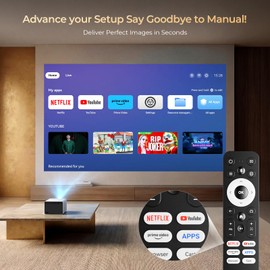 [1200ANSI/Built-in Apps] Smart-Portable-Mini-Projector with WiFi and Bluetooth, Electric Focus/ 4P Keystone/HDR10+, 1080P HD Projector for Bedroom Home Theater, Kogata Outdoor-Movie-Proyector Gift