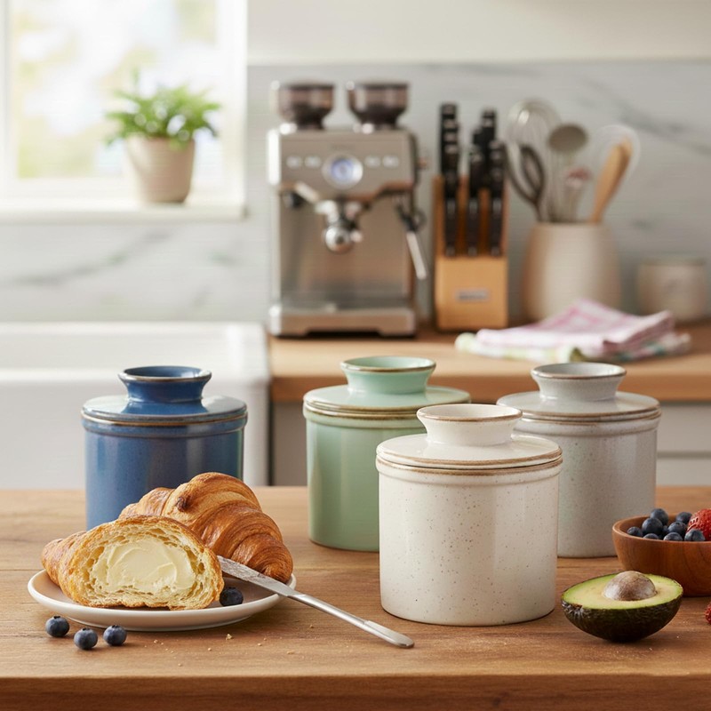 Jersinwei French Butter Dish, Butter Crock for Counter with Water