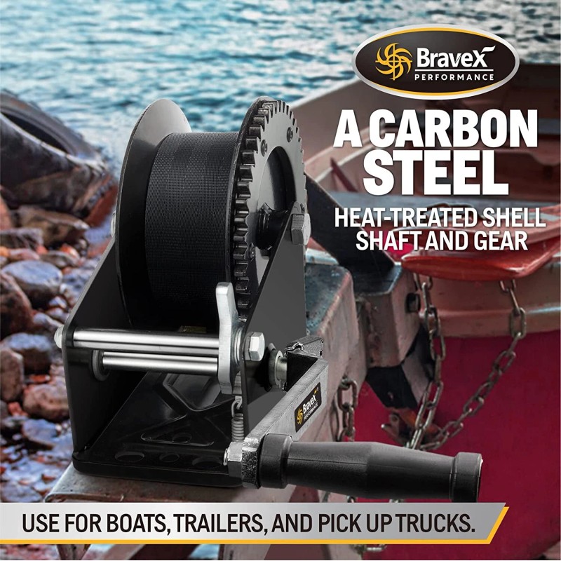 Bravex 2000LBS Boat Trailer Winch Hook Portable Hand Winch Two