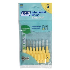 TePe Interdental Brushes | Type: Extra Soft | Yellow | Size 4 (0.7mm) | 8 Count (Pack of 1)