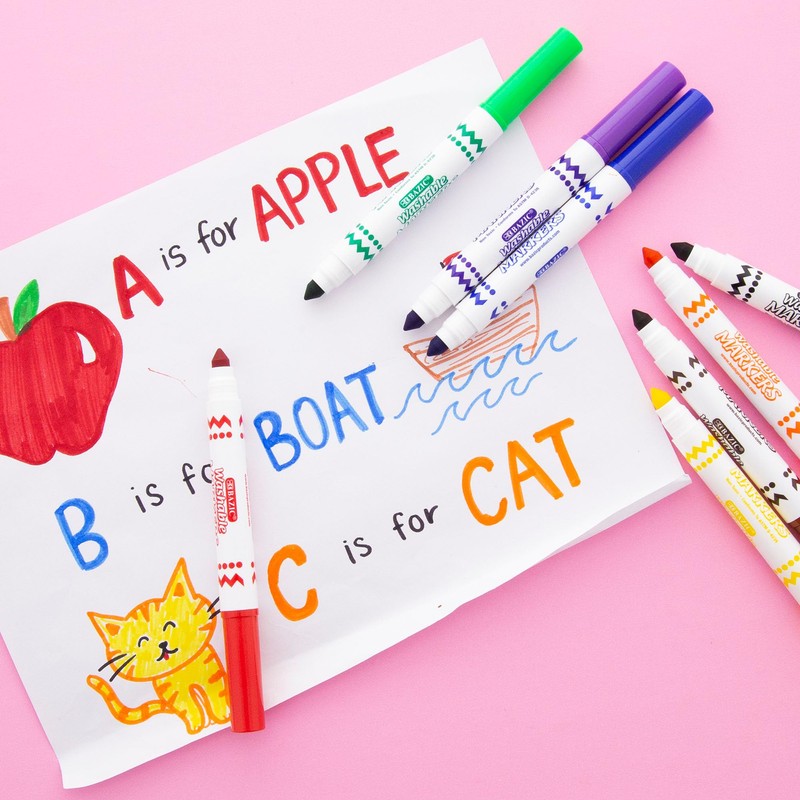 BAZIC Products Washable Markers Broad Line 8 Color Jumbo Size
