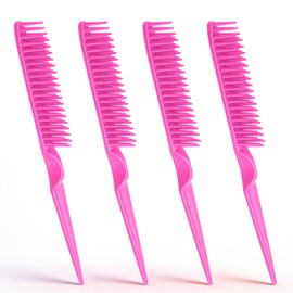 4 PCS Pink 3 Row Comb for Natural Hair, The Unbraider to Take Braids Out, Three Row Comb for Women Men Detangling and Sectioning