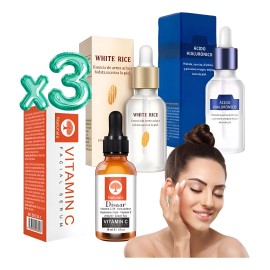 3 Serum Acido Hialuronico Vitamina C Arroz Rutina Skin Care