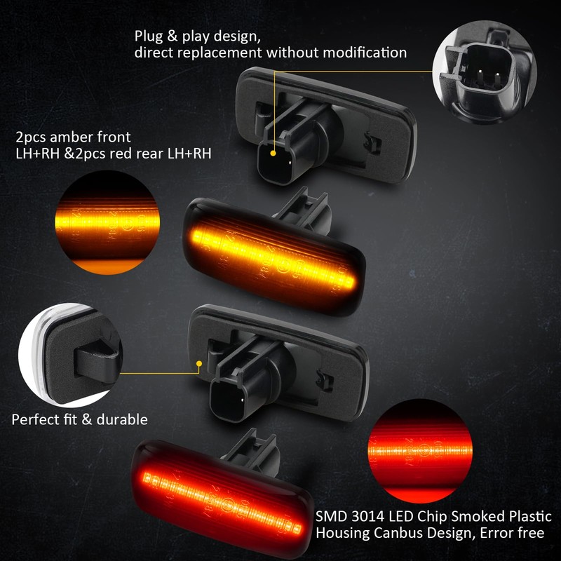 Bestview LED Dually Side Marker Lights for 2010-2018 Dodge Ram
