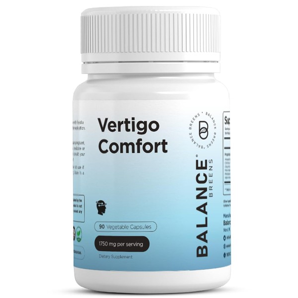 Vertigo Relief Supplement 1750 Mg - Motion Sickness, Dizziness, Tinnitus, Migraine - Inner Ear Balance - Natural Alternative to Anti Vertigo Bracelet & Pillow