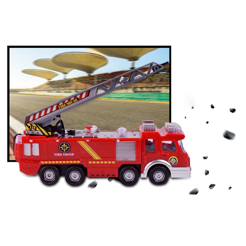 Mini Simulation Aerial Ladder Truck Model Vehicle Fire Fighting Car
