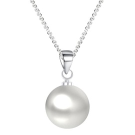 MYA art MYASIKET-15B Women's Necklace 925 Sterling Silver with Pearl Pendant 10 mm 45 cm White Pearl Necklace, Pearl Sterling Silver, Pearl