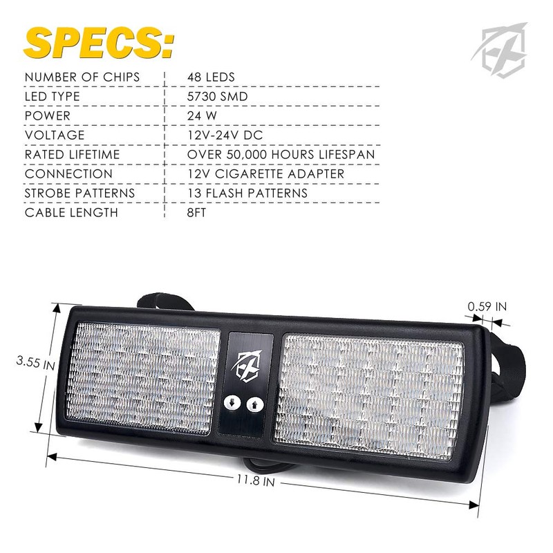Xprite Blue LED Visor Strobe Flashing Lights Sunshield Hazard Warning