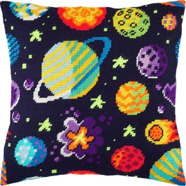Space. Needlepoint Kit. Throw Pillow 16×16 Inches. Printed Tapestry Canvas, European Quality