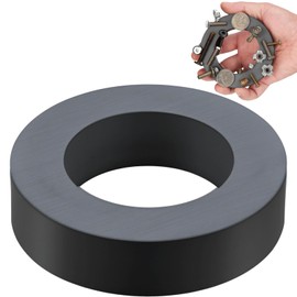 Large Magnet Heavy Duty, 4" OD x 2.36" ID x 0.79" Thick (100mm x 60mm x 20mm) Grade 10 Ferrite Ring Magnet, Round Magnets Strong for Science Experiments, Industrial, Educational & DIY Applications (1)