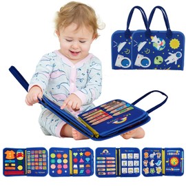 Warmiehomy Busy Board 10 Pages Montessori Toys for Toddlers, Baby Toys for 1 2 3 4 Year Old Boys Girls, Sensory Toys for Toddlers Educational Toys Busy Book Learning, Kids Gifts Travel Toys