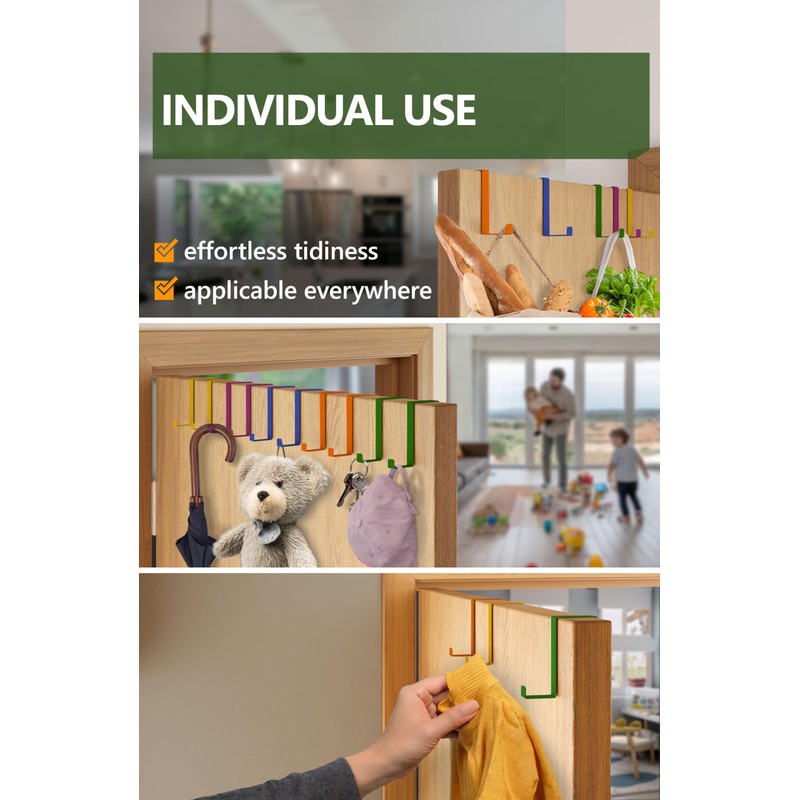 4smile Door Hooks Set of 10 Colourful Door Hooks