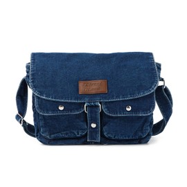Syrads Denim Shoulder Bag Casual Style Lightweight Retro Travel Shopper Crossbody Handbag,Dark Blue