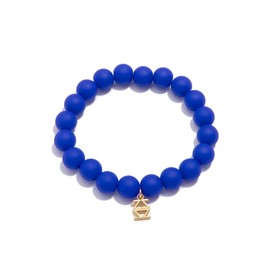 ZENZII Matte Beaded Stretch Bracelet for Women (Cobalt, Brass)