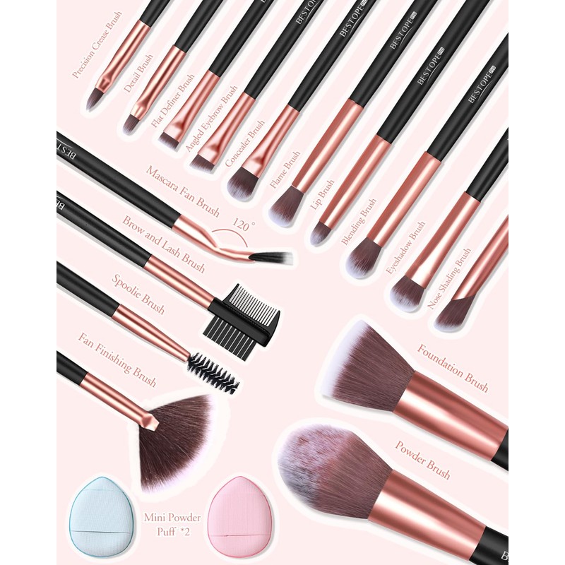 Makeup Brushes with Case, 20PCs Travel Makeup Brush Set, Foundation