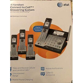 AT&T 4 Handset Cordless Phone 4 Handset Connect to Cell Answering System with Dual Caller ID