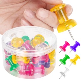 DANRONG 30 PCS Jumbo Push Pins for Bulletin Board, Large Thumb Tacks for Wall, 1.81 Inch, Giant Colored Thumbtacks, Pin Tacks for Cork Board Hanging Maps Photos Posters Calendar,Office School Supplies