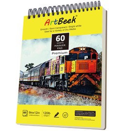 ArtBeek Marker Paper Pad, 9"x12" Alcohol Marker Paper, 60 Sheets (120lb/200gsm) Marker Sketchbook Bleedproof, Art Paper for Drawing and Painting, Sketching, Coloring, Lettering