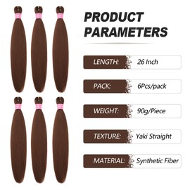 MEZIRU 26 Inch Pre Stretched Braiding Hair 6Pcs/Packs Yaki Straight Braiding Hair Extensions for Braids Synthetic Hot Water Setting Twist Braiding Hair Pre Stretched(26" 6Pcs #30)