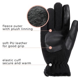 Womens Fleece Gloves for Cold Weather Plush Lining Touch Screen Gloves Thermal Gloves