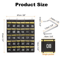 sourcing map Classroom Pocket Chart for Cell Phone, 30-Pocket Phone Calculator Holder Organizer Door Wall Hanging, Black Yellow