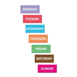 SMILEYBOARD - Weekday Magnets - Pack of 7 - 10cm x 4cm - Monday to Sunday - English