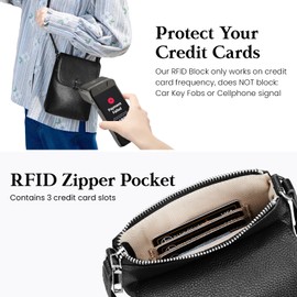 befen Black Crossbody Bag for Women Genuine Leather RFID Phone Bags for Women Crossbody Small Shoulder Bag with Adjustable Strap