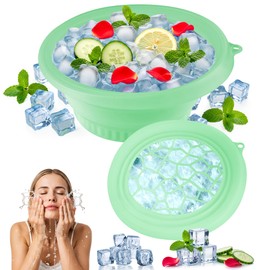 Large Bowl for Face Ice Bath, Foldable Facial Ice Bath with Built-in Icetray, Silicone Ice Bath Bowl, Ice Face Bowl (Green)