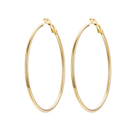 large gold hoop earrings 60mm 14K gold hoop earrings gold plated earring Hypoallergenic non tarnish Statement earring