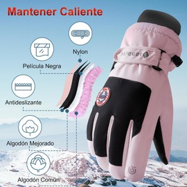 Guantes de esquí para Mujer, Guantes de Nieve Impermeables con visualización táctil, Guantes de Snowboard para Hombre y Mujer, Guantes de Nieve cálidos para Clima frío