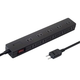 Styled Lightning Guard with Breaker, 10 Outlets, Power Strip, Bulk Focusing Switch, Magnet, Swing Plug, Extension Cord (Cord 6.6 ft (2 m), Black)