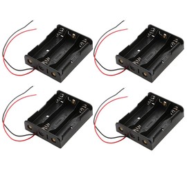 DC 11.1V 3 ranura 3 serie 18650 caja de soporte de batería con 2 cables y resorte (paquete de 4)
