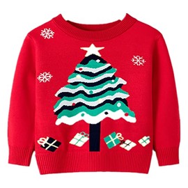 HILEELA ANG - Suéter de Navidad para niños pequeños y niñas, 36#redtree, 3 Años/4 Años