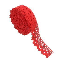 PATIKIL 5 Yards Lace Ribbon, 1 Inch Wide Wedding Lace Trim Ribbon Wrapping Sewing Crochet Ribbon for Floral DIY Crafts Sewing Birthday Party, Red