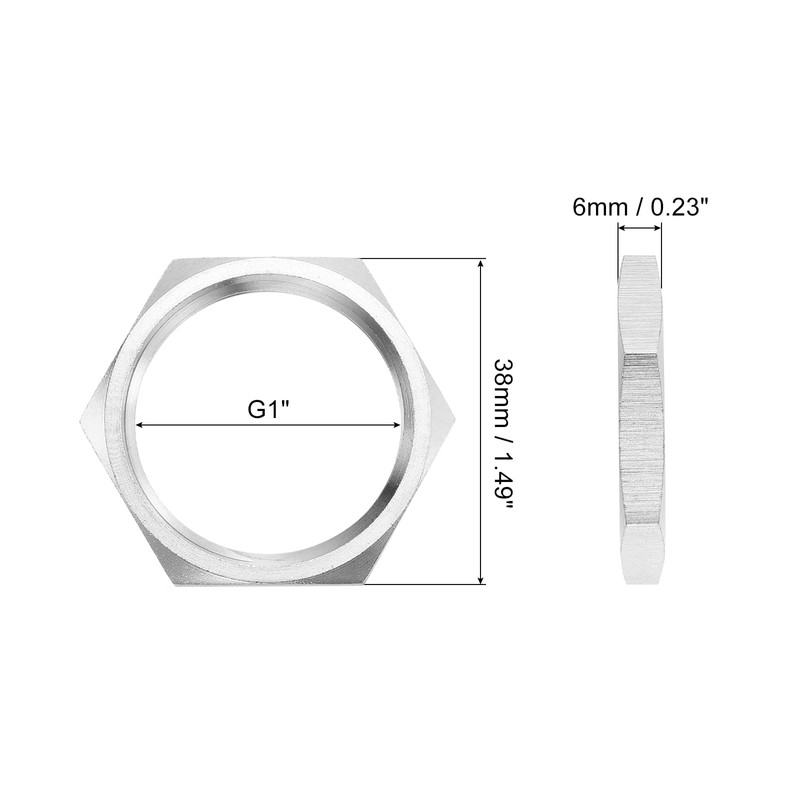 sourcing map G1 Pipe Fitting Hex Thin Lock Nut, Locknut