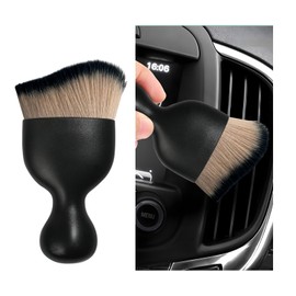 Dickno Car Interior Dust Brush, Soft Scratch Free Auto Detailing Brushes, Universal Vehicle Interior Cleaning Tool for Automotive Dashboard, Air Vents, Leather(Brown & Black)