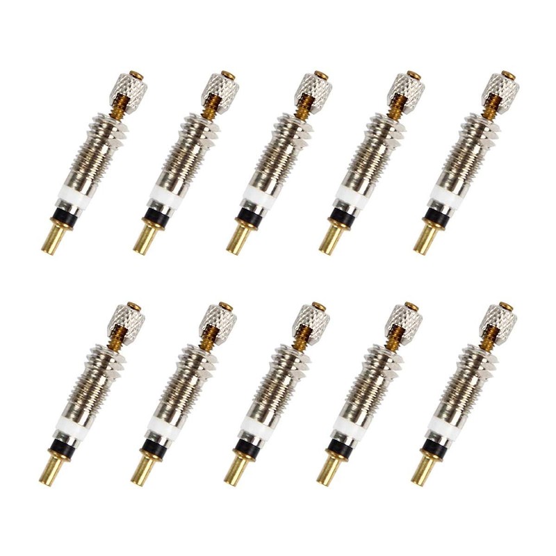 POFET 10pcs Universal Removable Tubeless Presta Valve Cores Silver