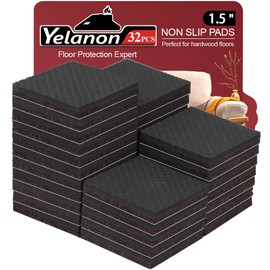 Yelanon Non Slip Furniture Pads -32pcs 1.5" Grippers Hardwood Floors, Non Skid for Furniture Legs,Self Adhesive Rubber Furniture Feet, Anti Slide Furniture Floors Protectors for Keep Couch Stoppers