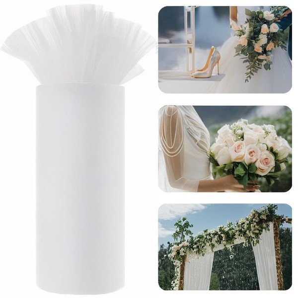 Tayuvira White Tulle Fabric Roll Tulle Wedding, 30 cm x