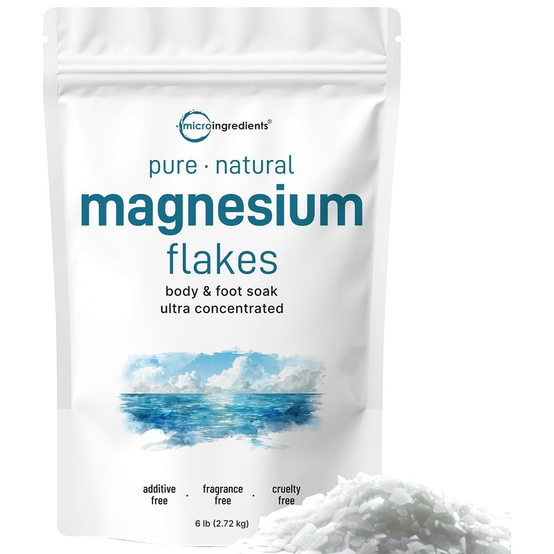 Pure Magnesium Flakes, 6lbs | Great for Foot & Body