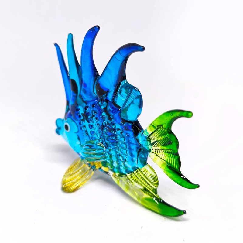 ZOOCRAFT Handcrafted Blue Glass Fish Figurine Exquisite Hand Blown Aquarium