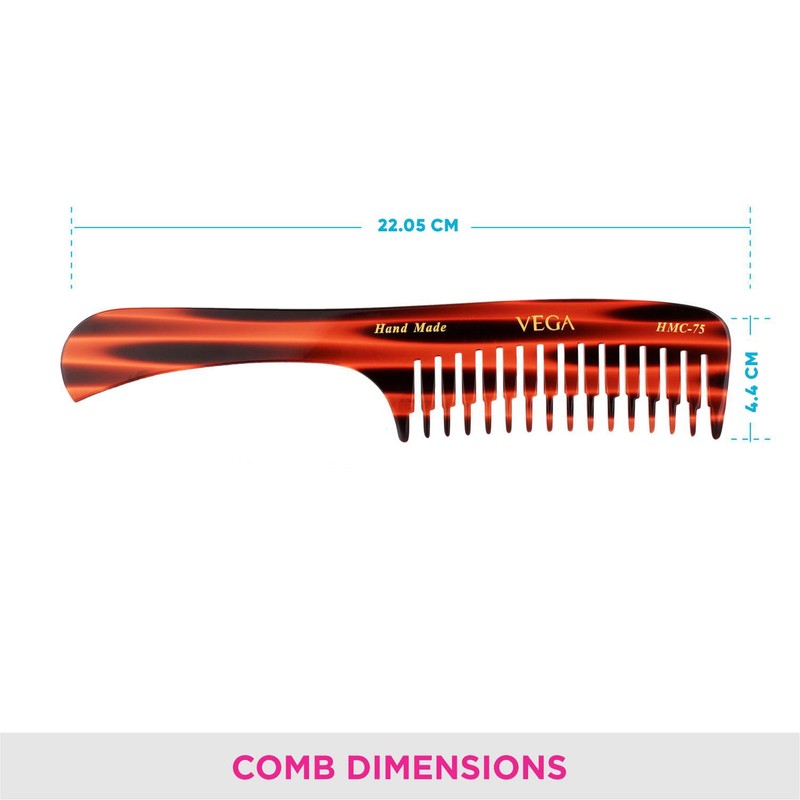 Vega Tortoise Shell Large Sized Step Grooming Comb, Brown