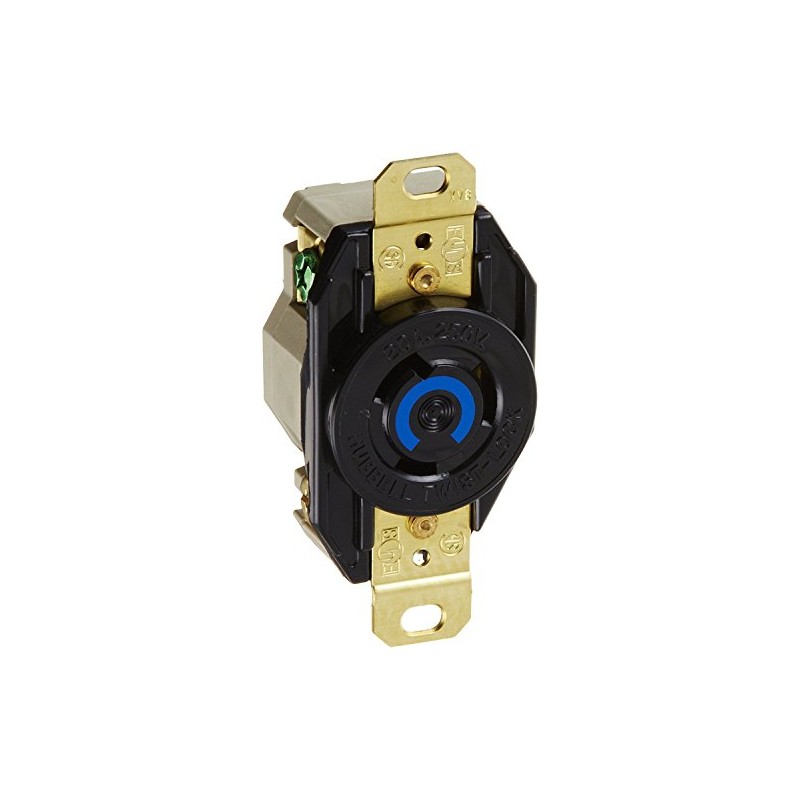 Locking Devices, Twist-Lock, Industrial, Flush Receptacle, 20A 250V AC, 2-Pole