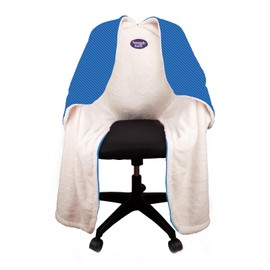 The Original Office Chair Blanket by SnuggleBack; Cozy Comfy Office Desk Chair Wrap Attaches for Convenient Heat and Hands-Free. Stay Warm In The Winter or Summer. Faux Fur (Blue Pattern Fleece)