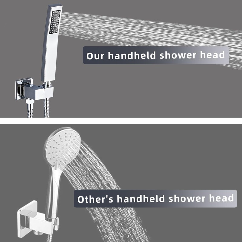 High Pressure Brass Handheld Shower Head,Square Shower Head with Wall